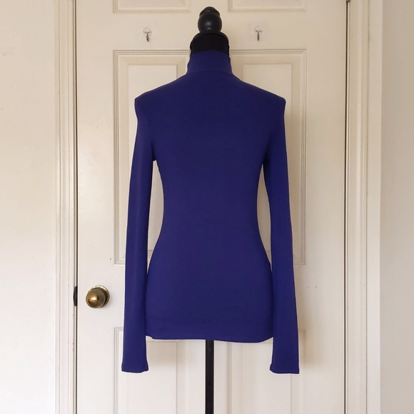 Express Cotton Modal Spandex Purple Long Sleeve Turtleneck Top. - Picture 2 of 4